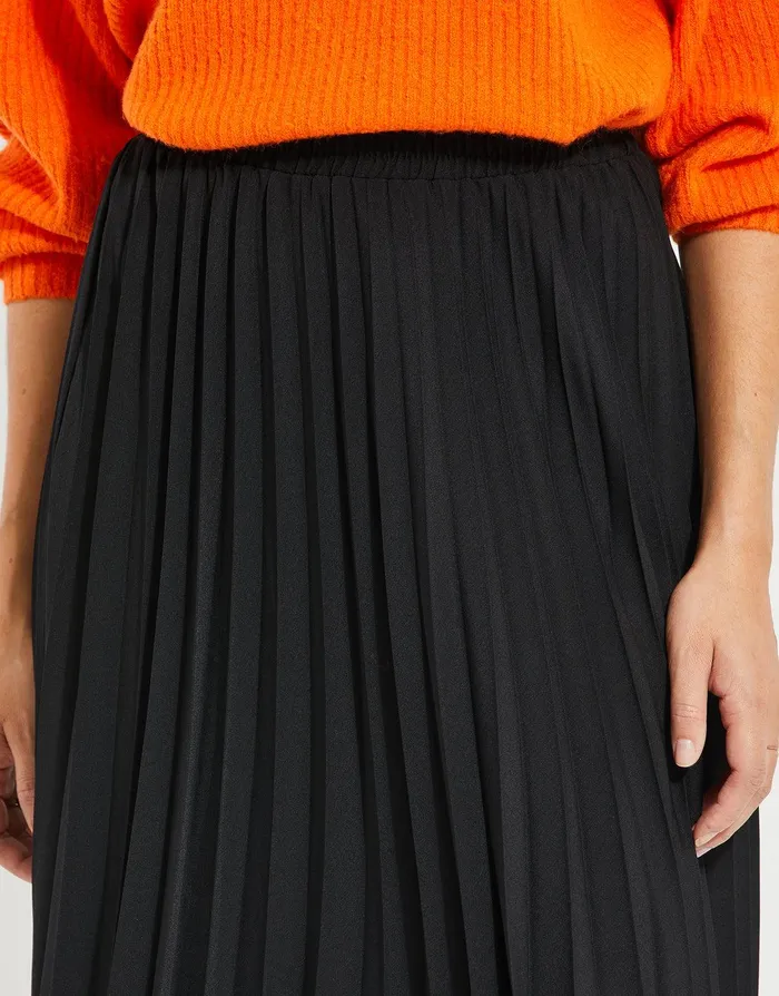 Women Black Pleated Midi Skirt Black Threadbare Skirts Women Black Pleated Midi Skirt Black Threadbare Skirts