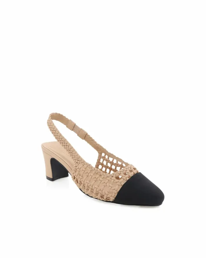 Women Block Heels Billini FLORIS 8211 NOUGATBLACK GROSGRAIN