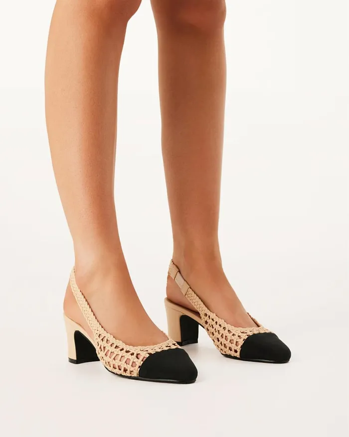 Women Block Heels Billini FLORIS 8211 NOUGATBLACK GROSGRAIN