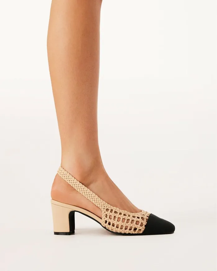 Women Block Heels Billini FLORIS 8211 NOUGATBLACK GROSGRAIN