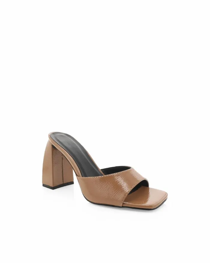 Women Block Heels Billini JAYLEN 8211 TOFFEE CRINKLE PATENT