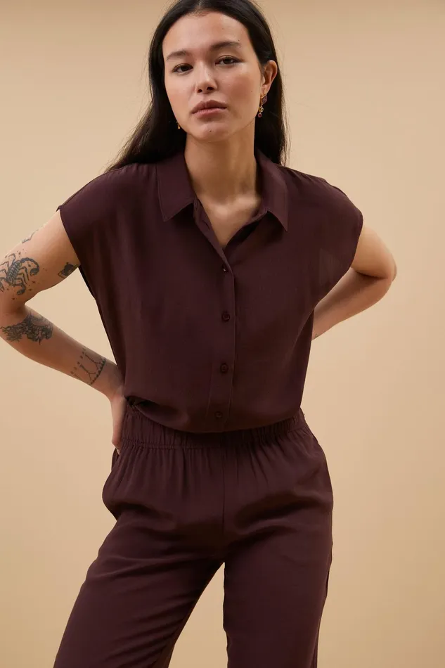 Women Blouses Bybar Kiek Viscose Top Pecan Women Blouses Bybar Kiek Viscose Top Pecan