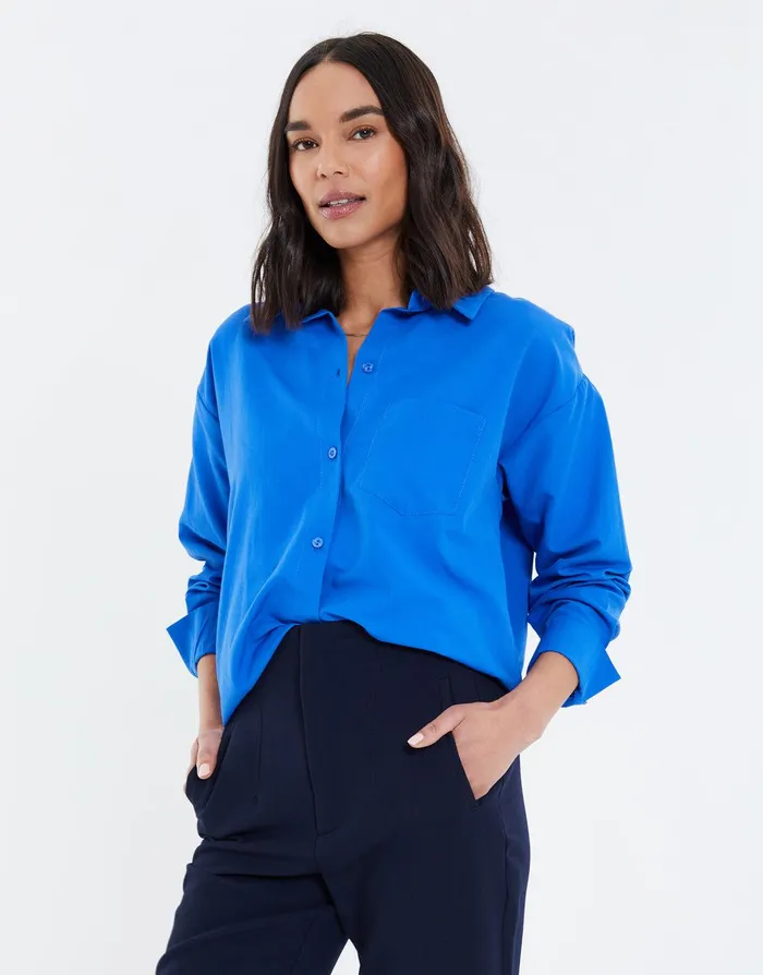 Women Blue Longline Oversized Shirt Blue Threadbare Blouses and Shirts Women Blue Longline Oversized Shirt Blue Threadbare Blouses and Shirts