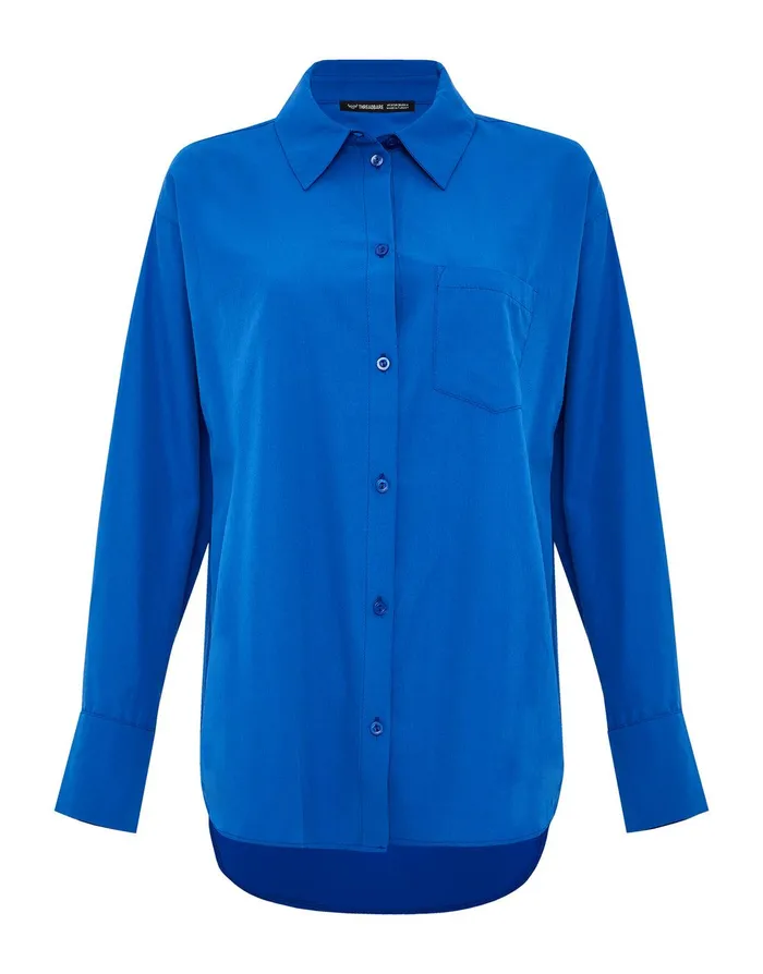 Women Blue Longline Oversized Shirt Blue Threadbare Blouses and Shirts Women Blue Longline Oversized Shirt Blue Threadbare Blouses and Shirts