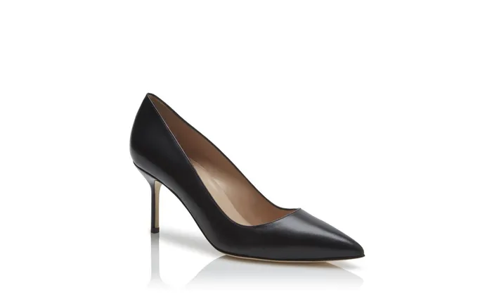 Women Business Manolo Blahnik BB CALF 70 Black Calf Leather Pointed Toe Pumps Women Business Manolo Blahnik BB CALF 70 Black Calf Leather Pointed Toe Pumps