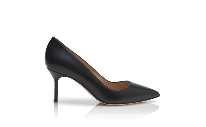 Women Business Manolo Blahnik BB CALF 70 Black Calf Leather Pointed Toe Pumps Women Business Manolo Blahnik BB CALF 70 Black Calf Leather Pointed Toe Pumps