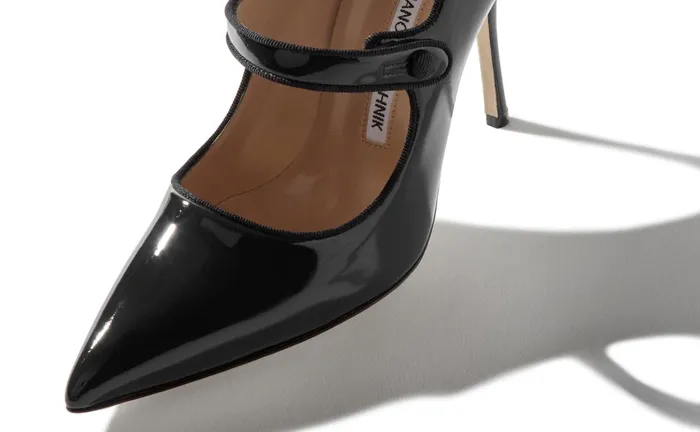 Women Business Manolo Blahnik CAMPARINEW Black Patent Leather Pointed Toe Pumps Women Business Manolo Blahnik CAMPARINEW Black Patent Leather Pointed Toe Pumps