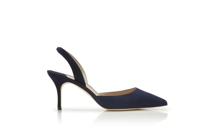 Women Business Manolo Blahnik CAROLYNE 70 Navy Blue Suede Slingback Pumps Women Business Manolo Blahnik CAROLYNE 70 Navy Blue Suede Slingback Pumps