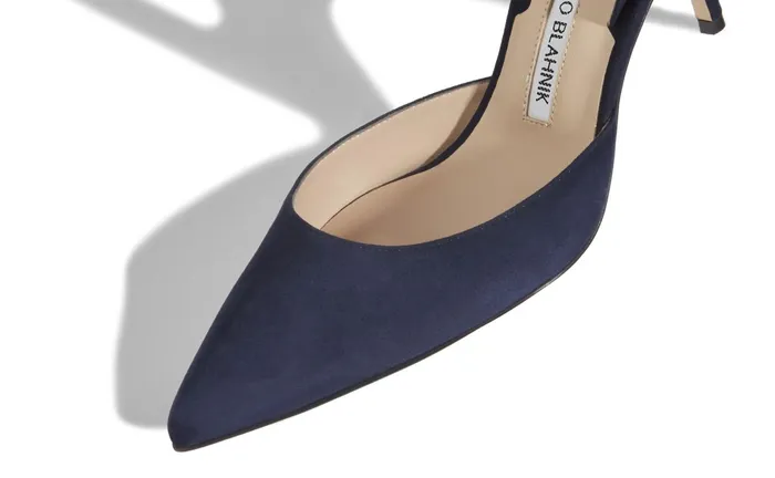 Women Business Manolo Blahnik CAROLYNE 70 Navy Blue Suede Slingback Pumps Women Business Manolo Blahnik CAROLYNE 70 Navy Blue Suede Slingback Pumps