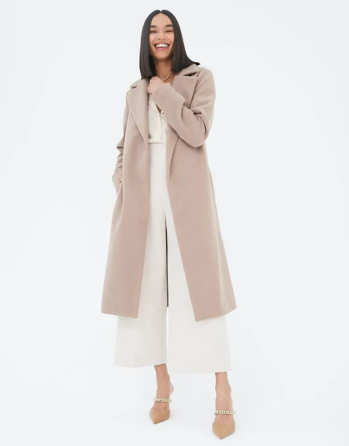 Women Camel Belted Formal Coat Camel Threadbare Jackets and Coats Women Camel Belted Formal Coat Camel Threadbare Jackets and Coats
