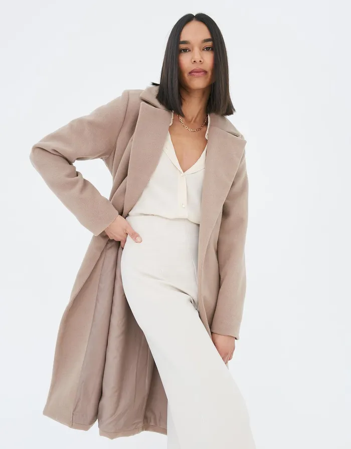 Women Camel Belted Formal Coat Camel Threadbare Jackets and Coats Women Camel Belted Formal Coat Camel Threadbare Jackets and Coats