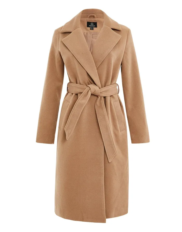 Women Camel Belted Formal Coat Camel Threadbare Jackets and Coats Women Camel Belted Formal Coat Camel Threadbare Jackets and Coats