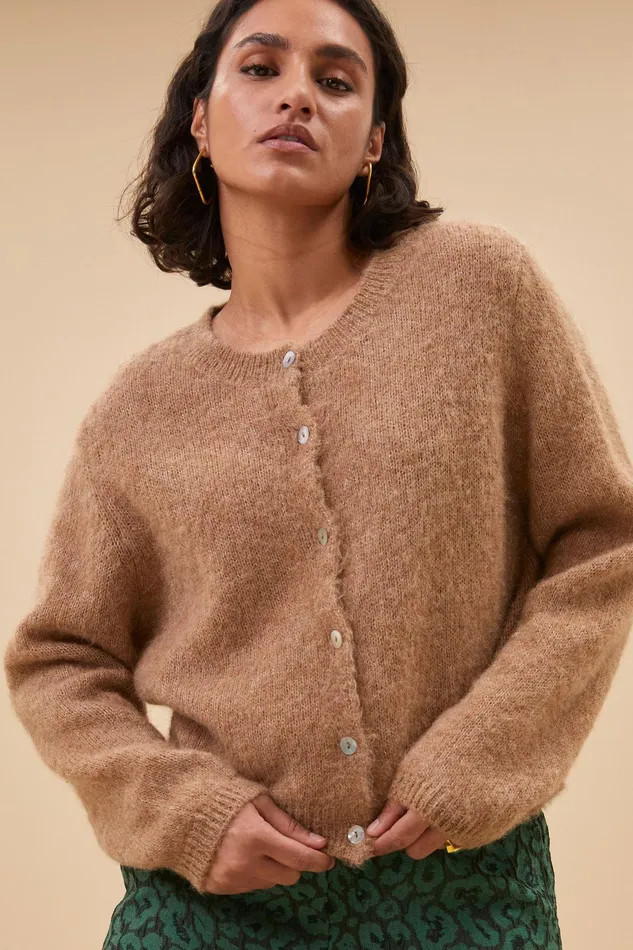 Women Cardigans Bybar Cleo Natural Cardigan Camel