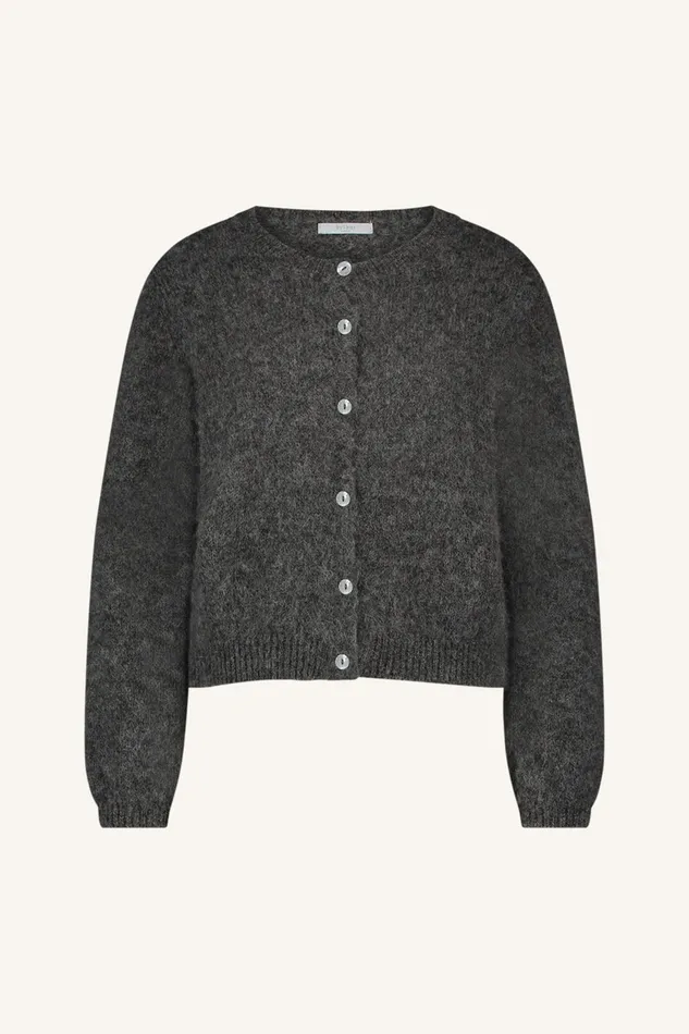 Women Cardigans Bybar Cleo Natural Cardigan Dark Grey Melee