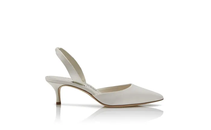 Women Carolyne Manolo Blahnik CAROLYNE BRIDE White Satin Slingback Pumps Women Carolyne Manolo Blahnik CAROLYNE BRIDE White Satin Slingback Pumps