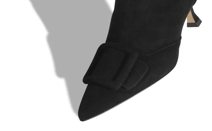 Women Casual Manolo Blahnik BAYLOW Black Suede Buckle Detail Ankle Boots Women Casual Manolo Blahnik BAYLOW Black Suede Buckle Detail Ankle Boots