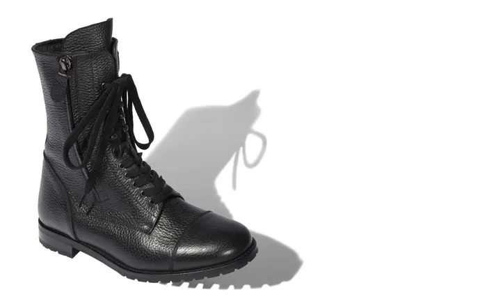 Women Casual Manolo Blahnik CAMPCHA Black Calf Leather Military Boots Women Casual Manolo Blahnik CAMPCHA Black Calf Leather Military Boots