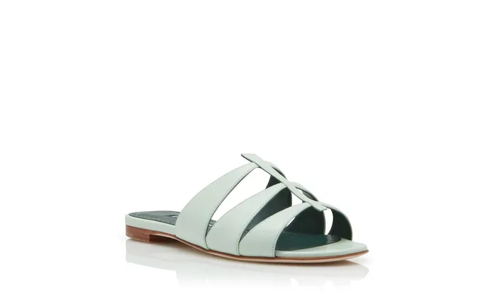 Women Casual Manolo Blahnik NOORASAN Mint Green Nappa Leather CutOut Flat Sandals Women Casual Manolo Blahnik NOORASAN Mint Green Nappa Leather CutOut Flat Sandals