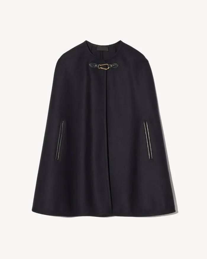Women Coats and Outerwear Nili Lotan ARIANNA CAPE Dark Navy