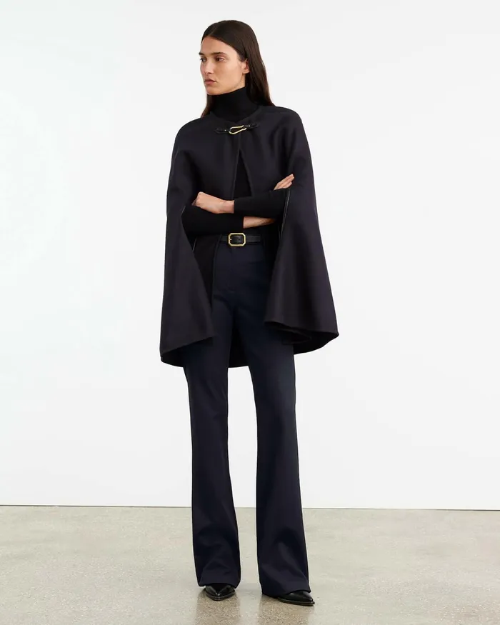 Women Coats and Outerwear Nili Lotan ARIANNA CAPE Dark Navy