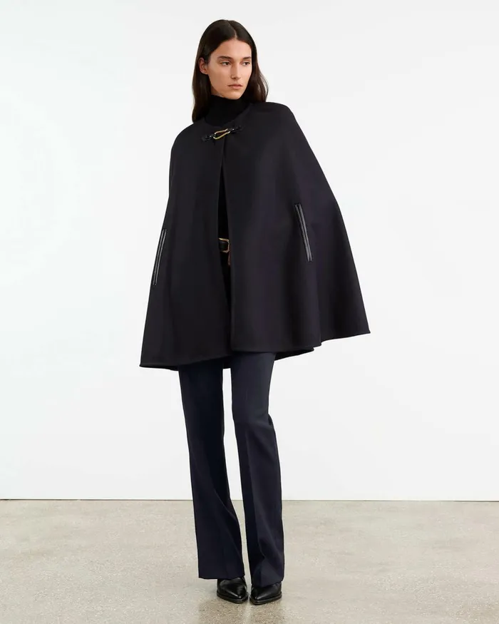 Women Coats and Outerwear Nili Lotan ARIANNA CAPE Dark Navy