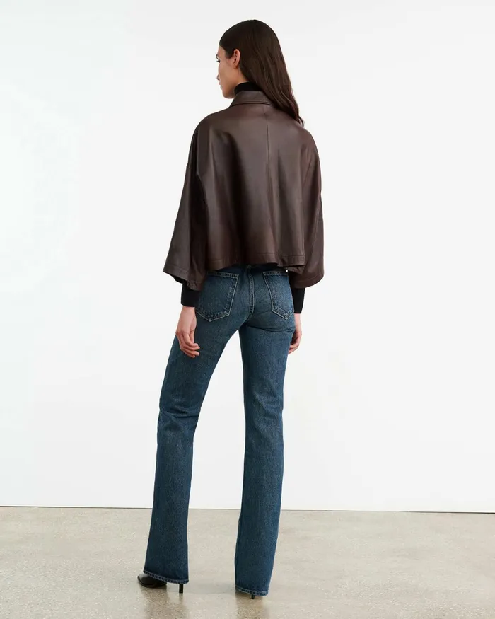 Women Coats and Outerwear Nili Lotan INES LEATHER JACKET Dark Brown