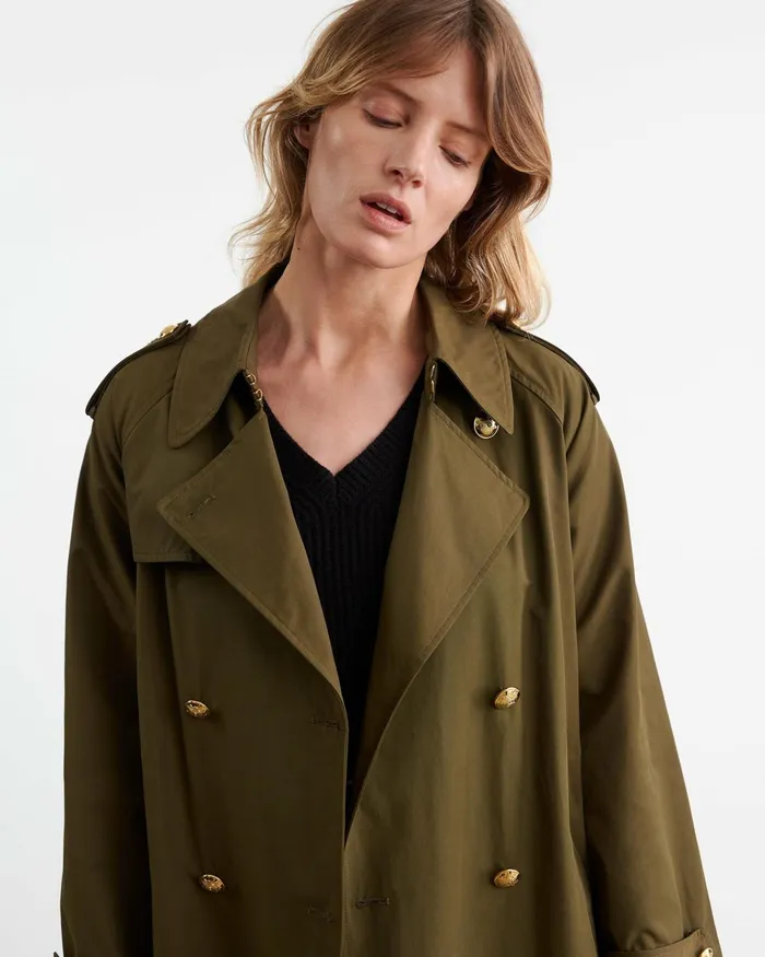 Women Coats and Outerwear Nili Lotan TOUSSAINT TRENCH COAT Olive Green