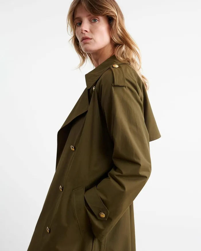 Women Coats and Outerwear Nili Lotan TOUSSAINT TRENCH COAT Olive Green