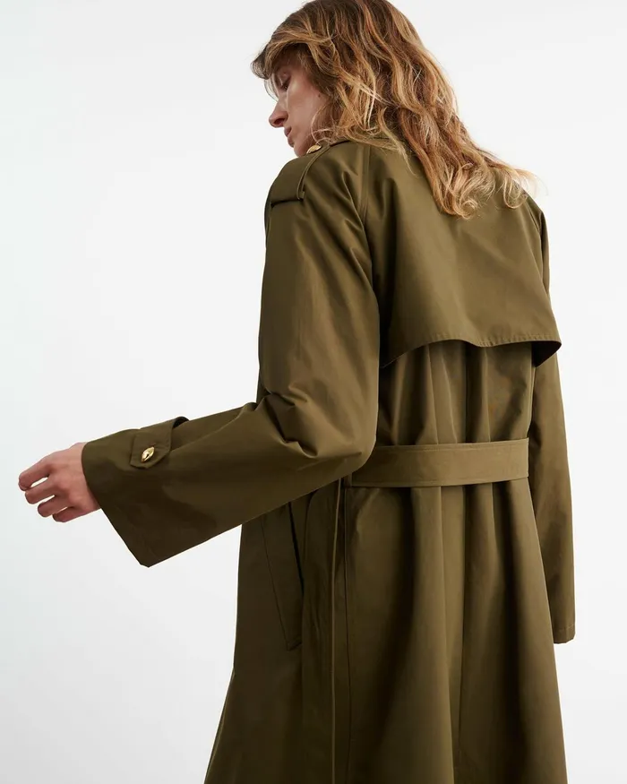 Women Coats and Outerwear Nili Lotan TOUSSAINT TRENCH COAT Olive Green