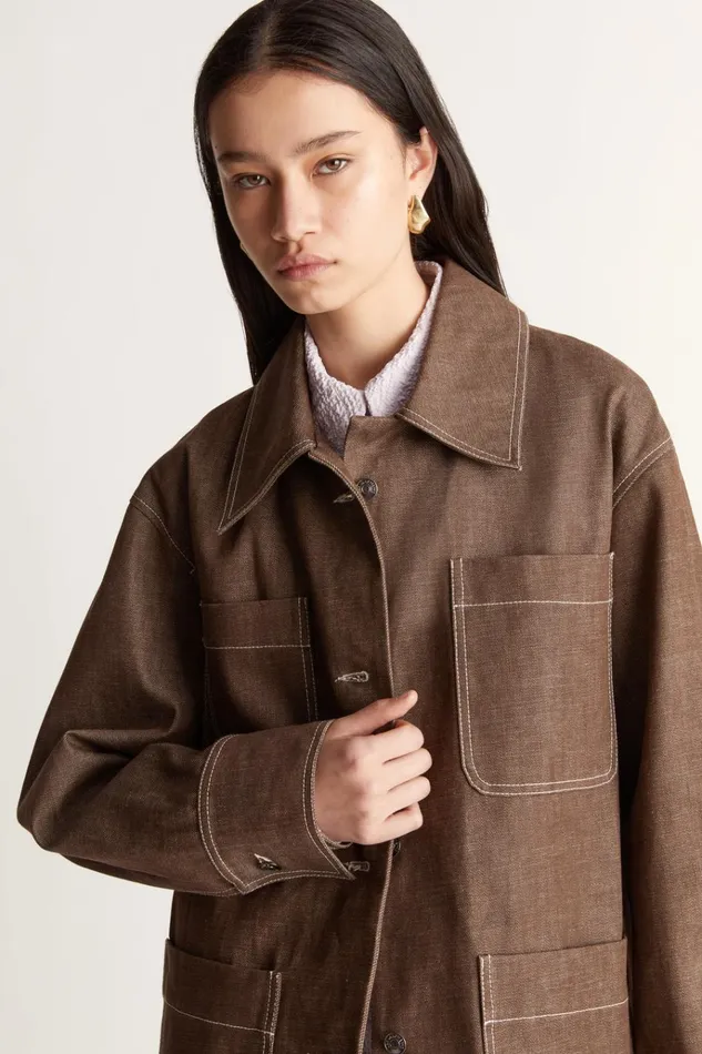 Women Coats And Jackets Lee Mathews LM Denim Jacket Chocolate