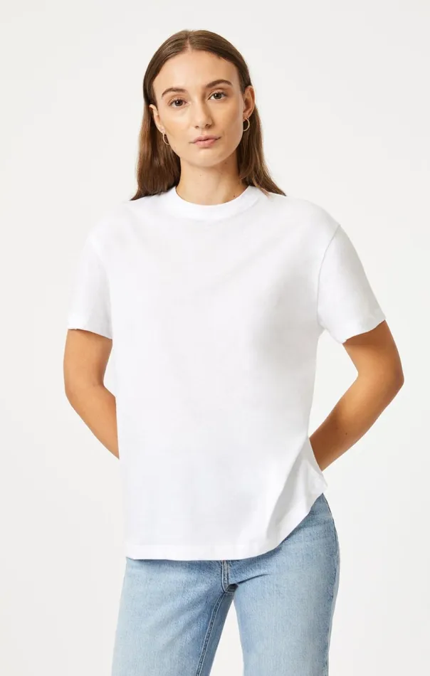 Women Crew Neck TShirt In White Mavi Jeans Tops and TShirts