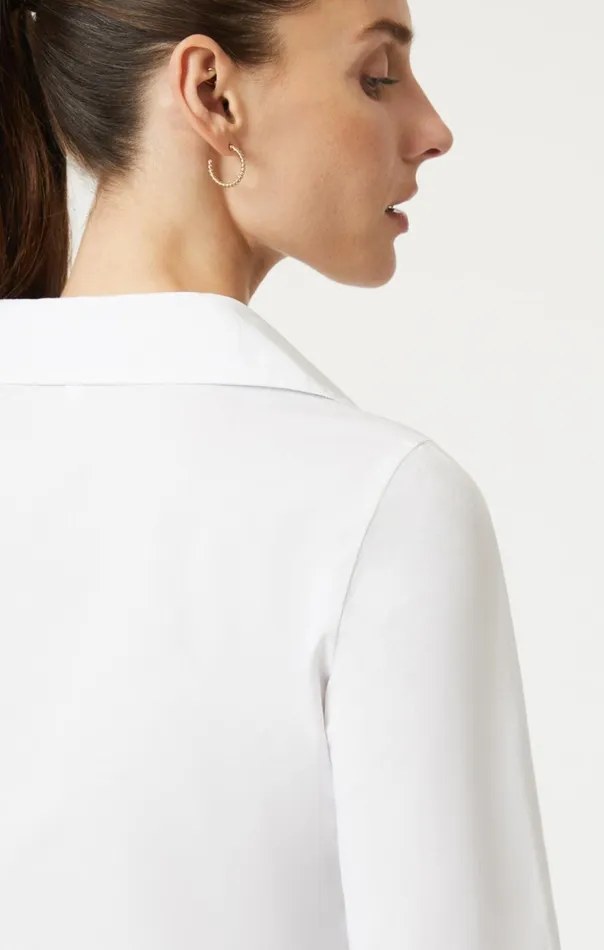 Women Cropped ButtonUp Shirt In White Mavi Jeans Tops and TShirts