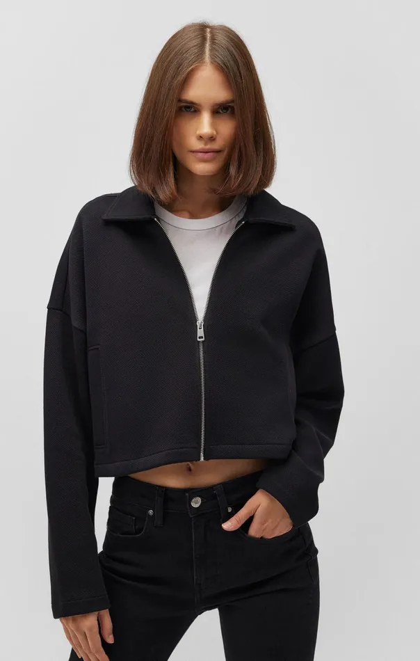 Women Cropped Full Zip Jacket Mavi Jeans Jackets