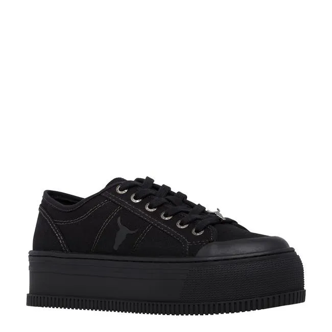 Women Dealbreaker Black Canvas Sneakers Windsor Smith Platform Sneakers