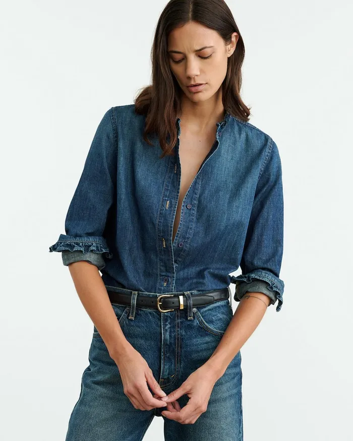 Women Denim Nili Lotan LYDIA SHIRT Classic Wash