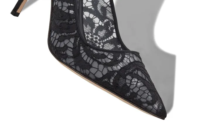 Women Dress Shoes Manolo Blahnik BBLA 90 Black Lace Pointed Toe Pumps Women Dress Shoes Manolo Blahnik BBLA 90 Black Lace Pointed Toe Pumps