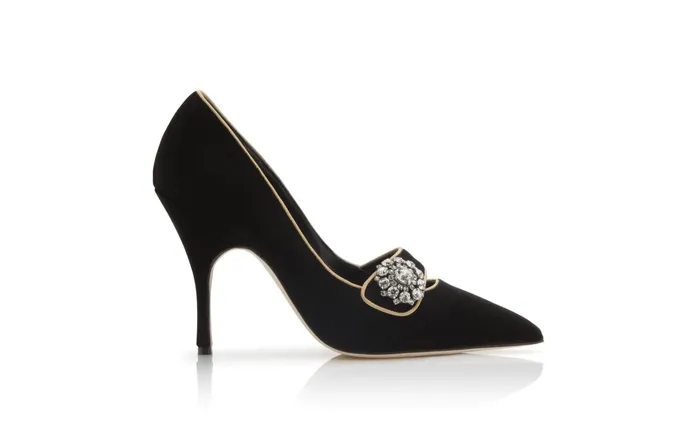 Women Dress Shoes Manolo Blahnik DECEBALO Black Velvet Pointed Toe Embellished Pumps Women Dress Shoes Manolo Blahnik DECEBALO Black Velvet Pointed Toe Embellished Pumps