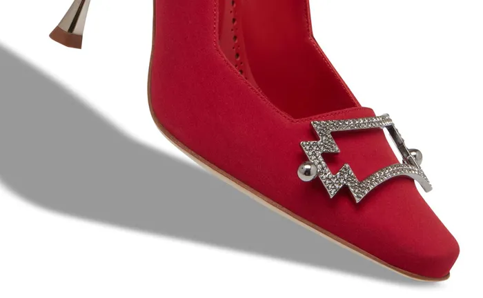 Women Dress Shoes Manolo Blahnik SEPTIA Red Crepe De Chine Embellished Pumps Women Dress Shoes Manolo Blahnik SEPTIA Red Crepe De Chine Embellished Pumps