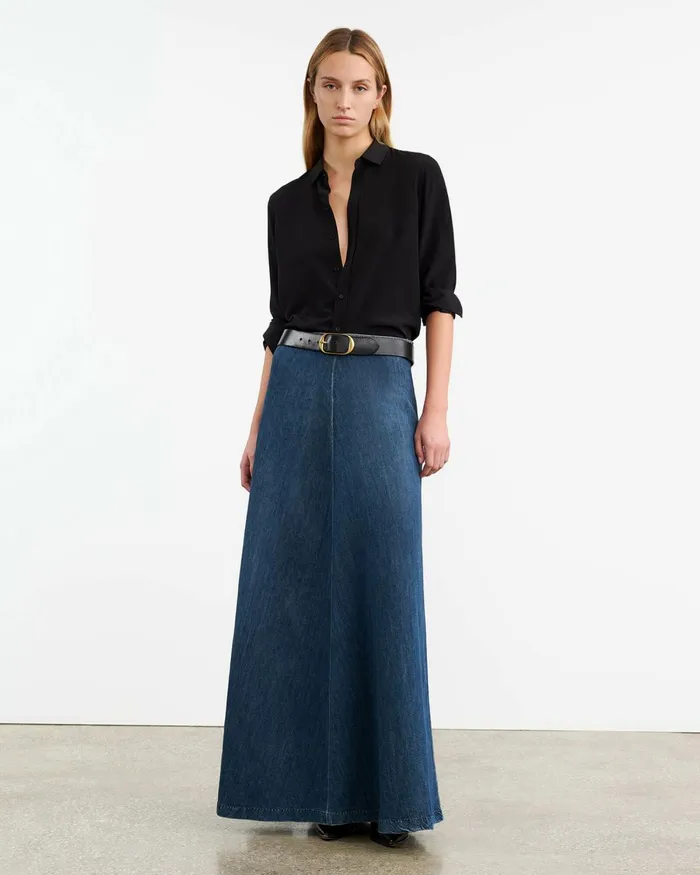 Women Dresses and Skirts Nili Lotan ASTRID DENIM SKIRT Classic Wash