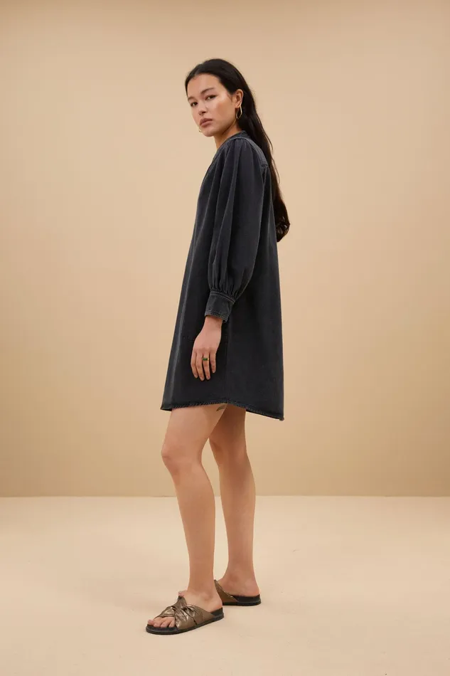 Women Dresses Bybar Jina Twill Dress Jet Black Women Dresses Bybar Jina Twill Dress Jet Black