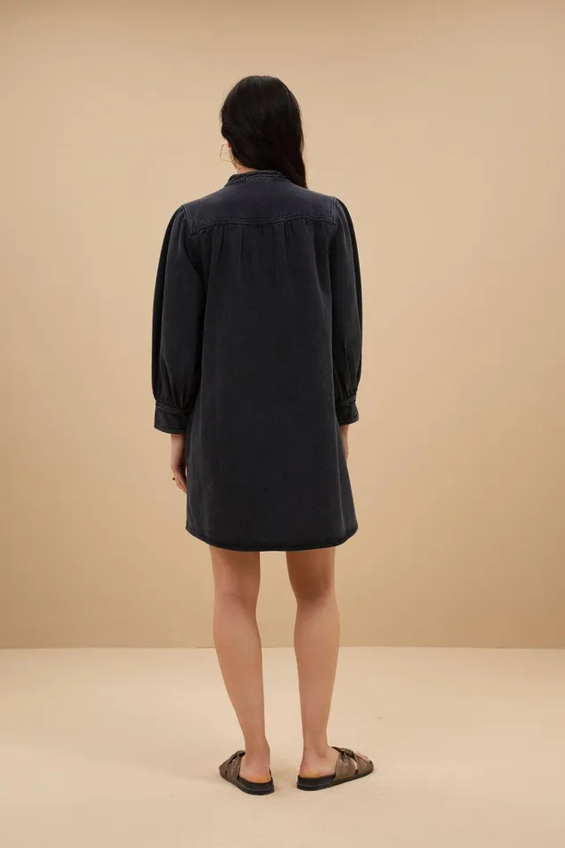 Women Dresses Bybar Jina Twill Dress Jet Black Women Dresses Bybar Jina Twill Dress Jet Black