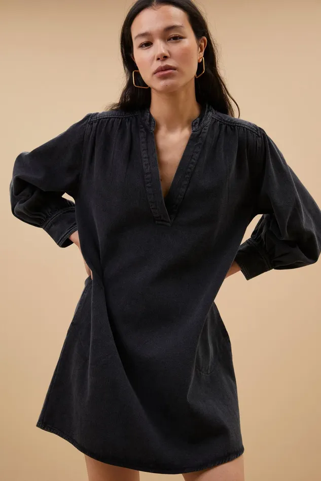 Women Dresses Bybar Jina Twill Dress Jet Black Women Dresses Bybar Jina Twill Dress Jet Black