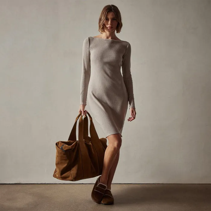 Women DressesJumpsuits James Perse Cotton Cashmere Bateau Dress Toast