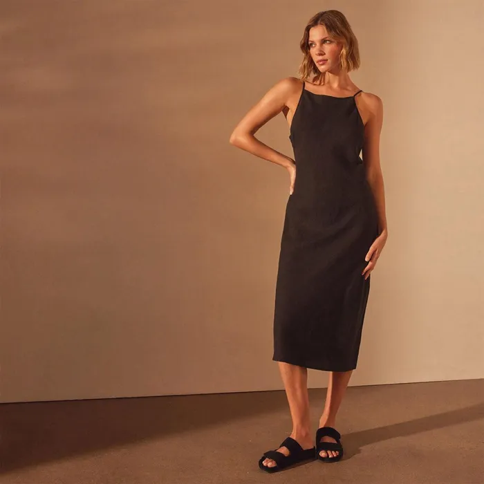 Women DressesJumpsuits James Perse Lightweight Linen Cami Dress Black