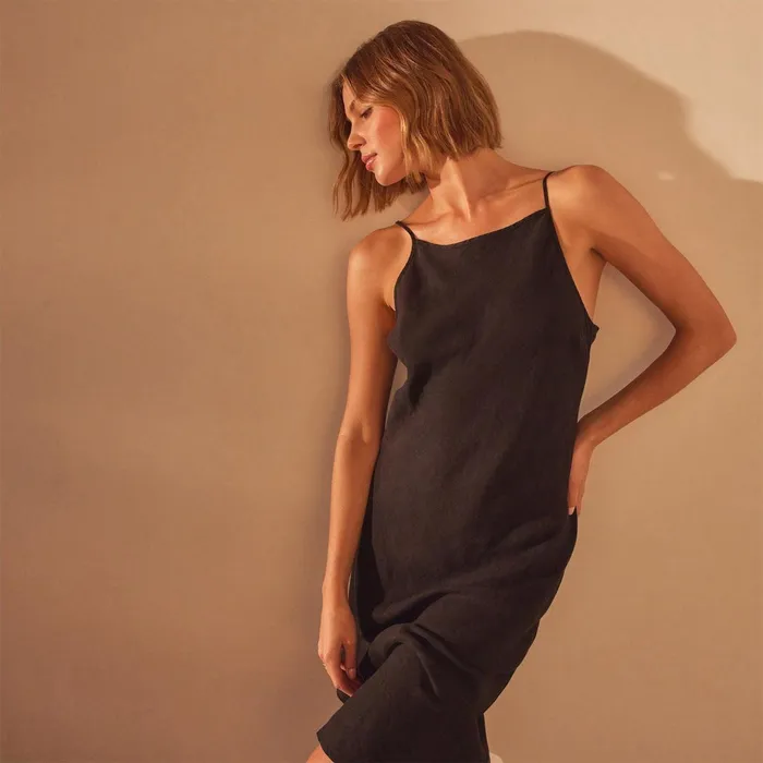Women DressesJumpsuits James Perse Lightweight Linen Cami Dress Black