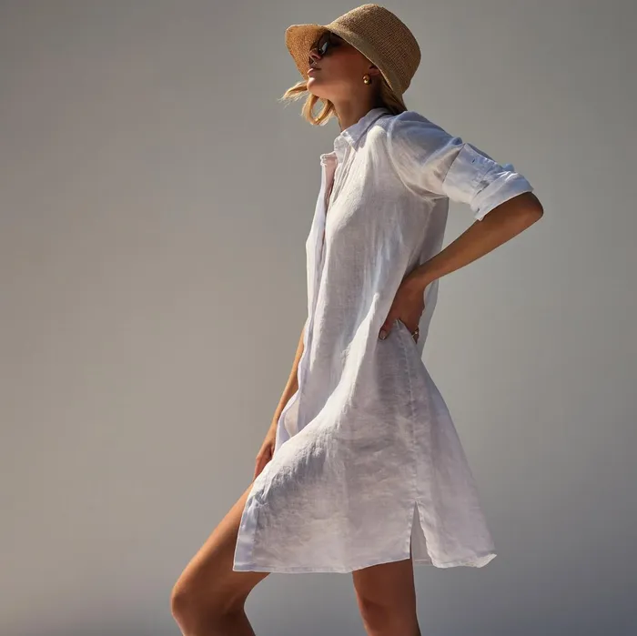 Women DressesJumpsuits James Perse Lightweight Linen Shirt Dress White