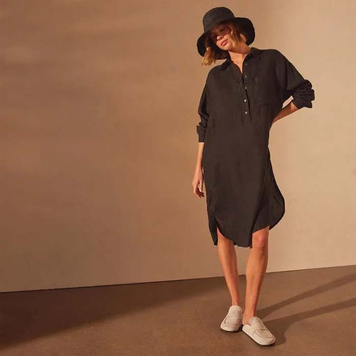 Women DressesJumpsuits James Perse Linen Shirt Dress Black