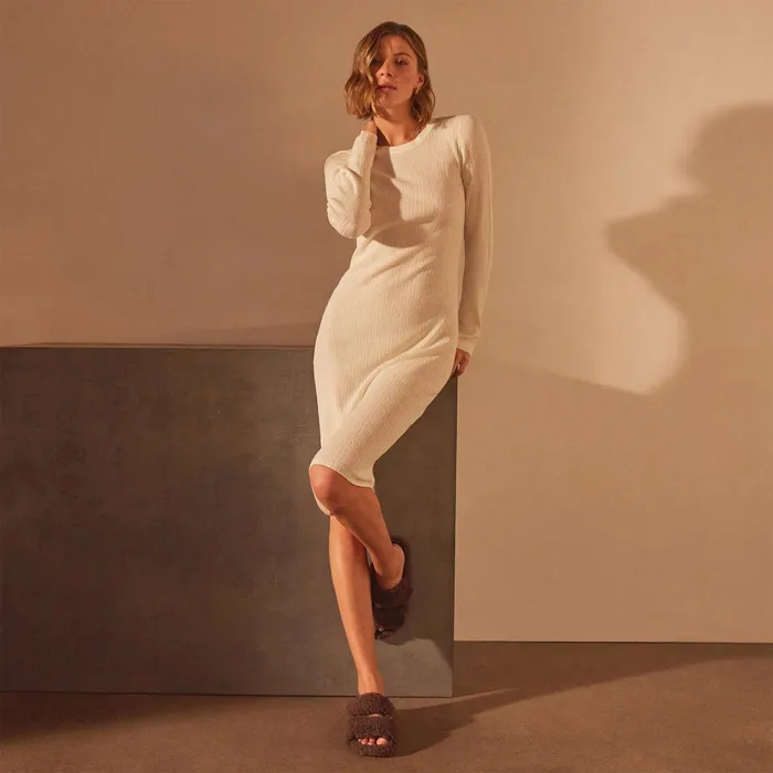 Women DressesJumpsuits James Perse Stretch Linen Ribbed Dress Canvas