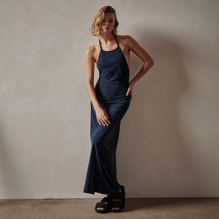 Women DressesJumpsuits James Perse Stretch Velvet Halter Dress Constellation