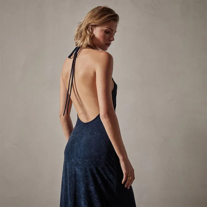 Women DressesJumpsuits James Perse Stretch Velvet Halter Dress Constellation